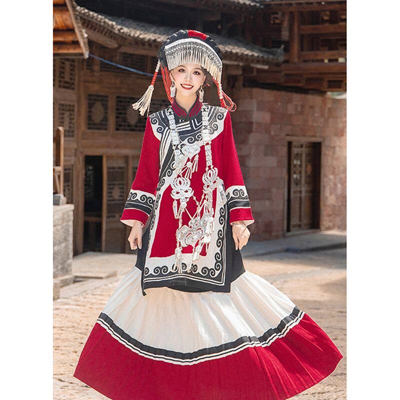 红色彝见倾心彝族女套装少数民族特色彝族女服饰中式国风日常女装