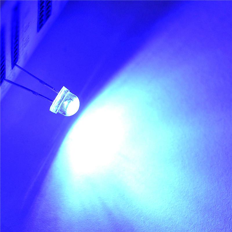 高亮LED直插发光二极管F5MM大杯草帽兰MCD2000 F5白发蓝光 大杯