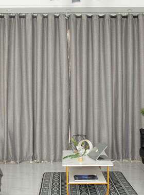 OQ5M专业隔音加厚防风窗帘灰色飘窗现代落地窗打孔隔热降噪罗