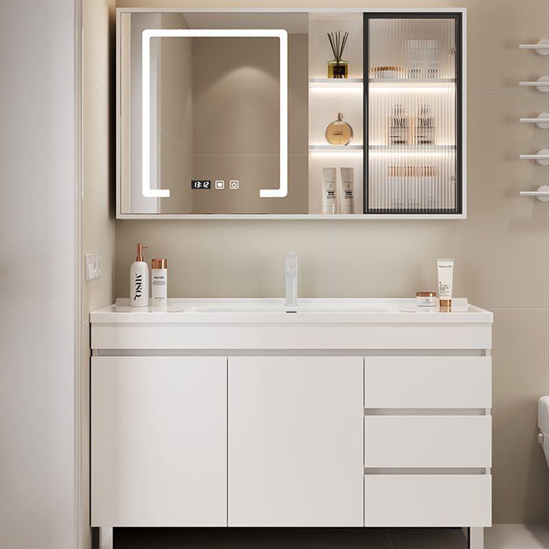 d!新款奶油白色落地式陶瓷一体盆卫生间洗手洗漱组合浴室柜套装组