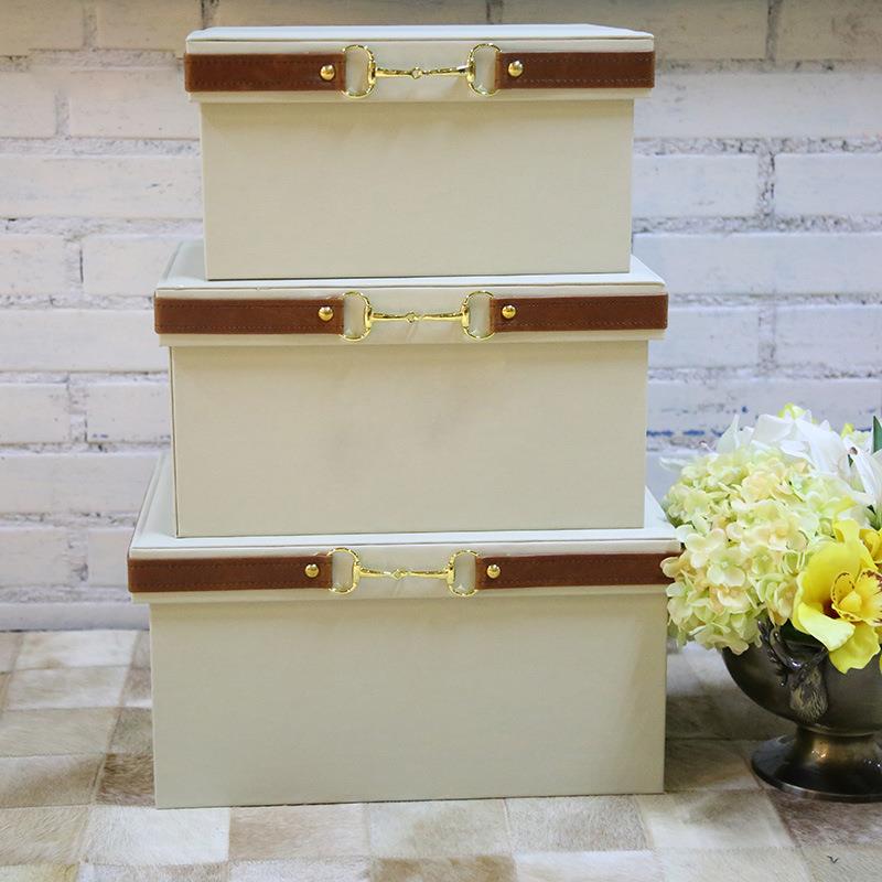 简约样板房收纳盒软装衣帽间皮质收纳箱玄关装饰摆件整理箱工艺品