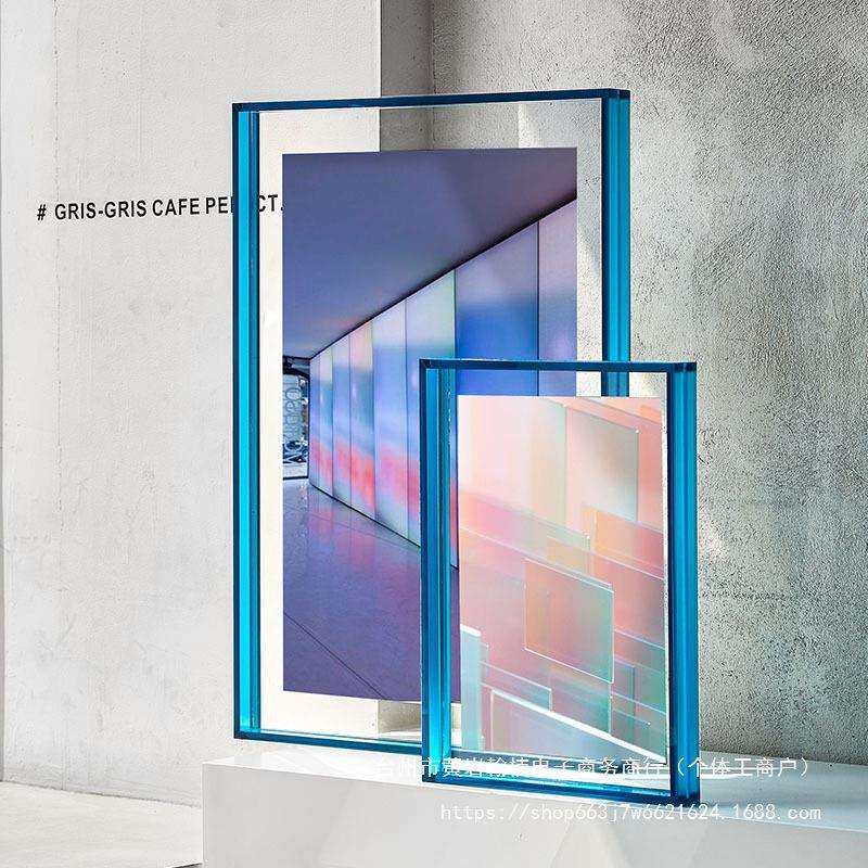 洗照片做成相框亚克力展示挂墙照片框双面玻璃透明装裱画框荧光粉