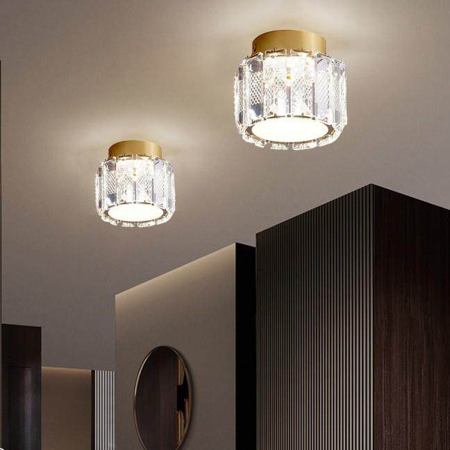 轻奢水晶灯高档阳台过道入户玄关走廊衣帽间后现代高档圆形吸顶灯