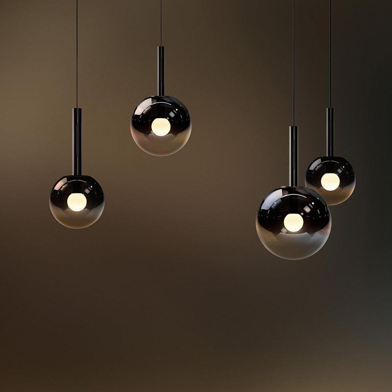 意式极简设计师款高级感卧室床头小吊灯玄关装饰玻璃圆球吊线灯