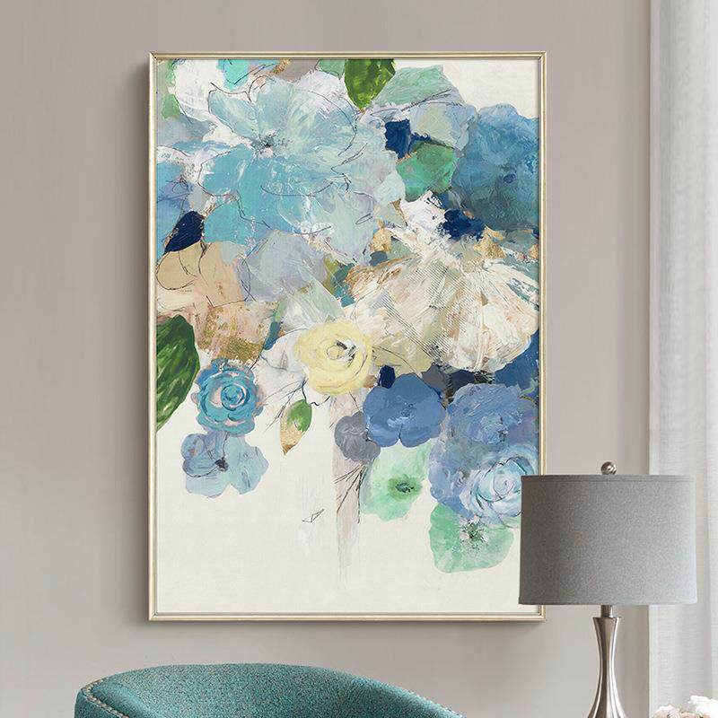 现代简约法式客厅装饰画美式轻奢玄关餐厅竖版挂画高级感花卉壁画