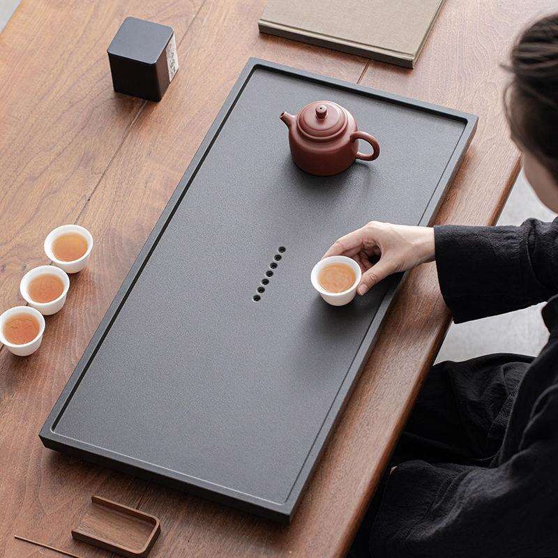 仿乌金石茶盘家用泡茶具托盘沥水小型干泡台茶台蓄排水茶海