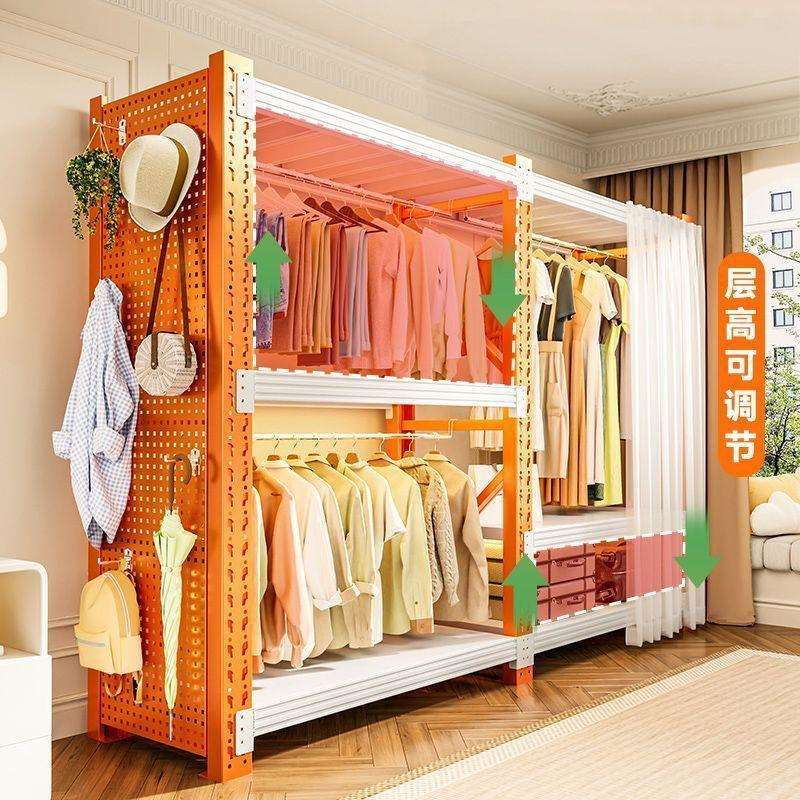 衣柜货架简易衣架组装卧室衣帽间收纳架子落地开放步入式角钢衣架