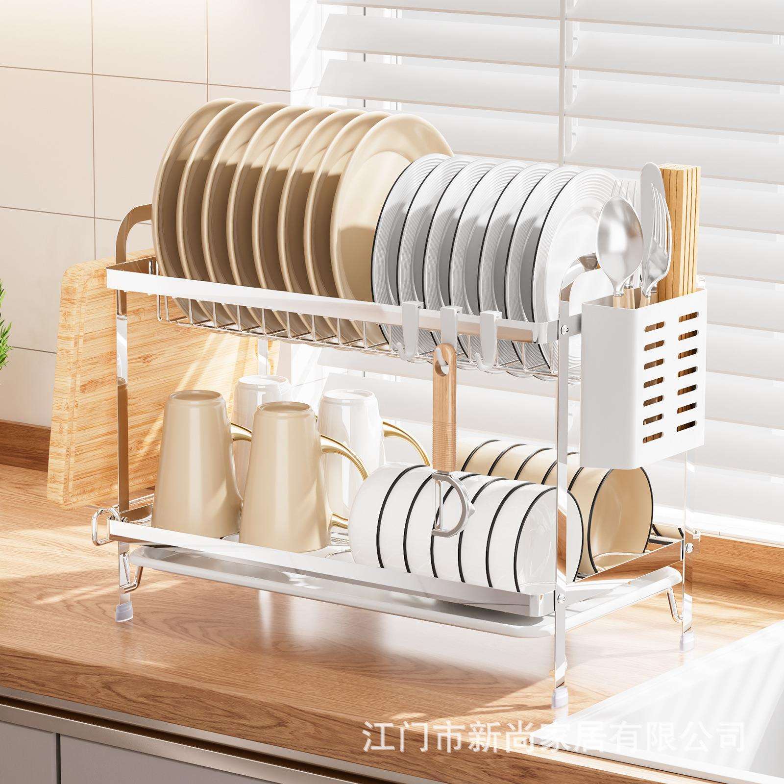 跨境碗盘沥水架厨房水槽台面碗碟收纳架洗碗池筷笼菜板置物架碗架