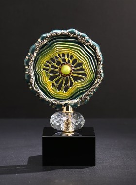 新中式珐琅彩摆件客厅玄关架酒柜创意装饰品电视柜Y家居工艺品