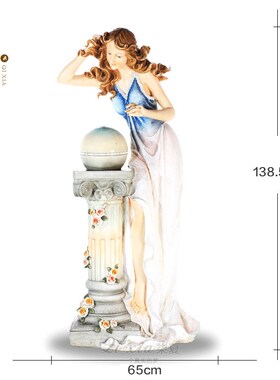 优惠欧式大型流水摆件水景女郎落地别墅W装饰树脂工艺