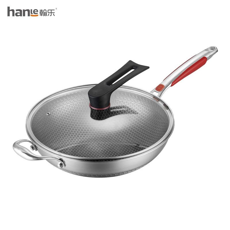 翰乐 304不锈钢蜂宫系列HL-HC22不锈钢炒锅34cm