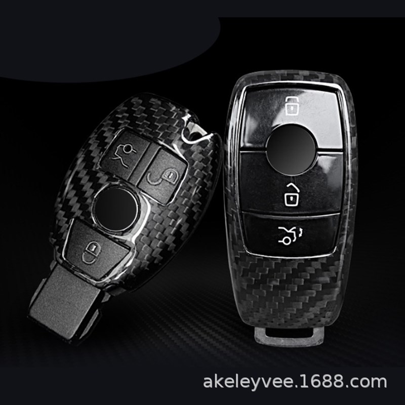 适用钥匙壳改装碳纤维e300lc200l新HC级E级S级GLC汽车钥匙包套