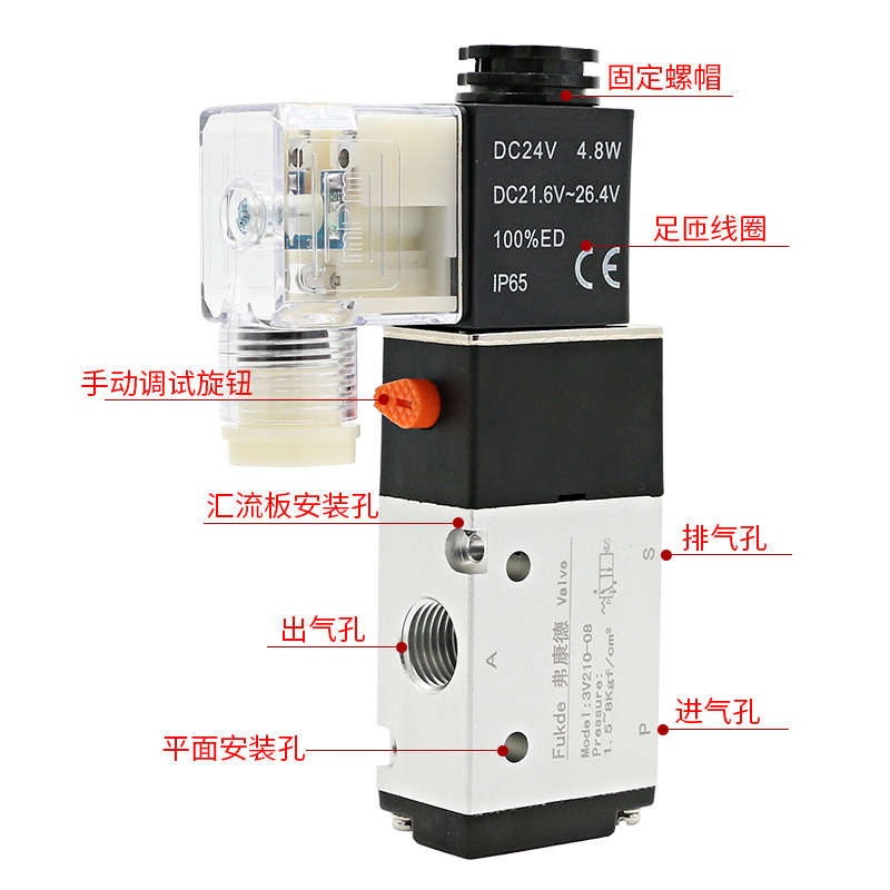 08-电磁阀电磁组控制阀三通气阀气动C组合阀座电子-阀二位nc3v210