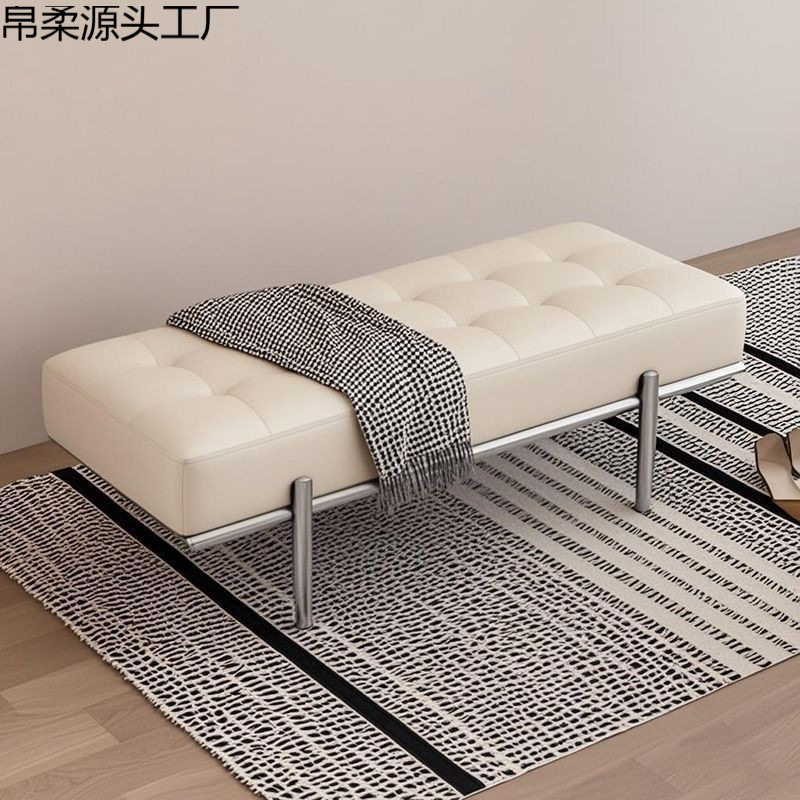 家用换鞋凳入户门不锈钢换鞋凳服装店长条凳轻奢奶油风入户换鞋凳