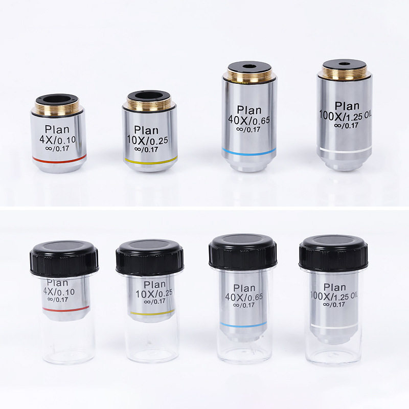 显微镜镜头配件 物镜185型全金属消色差4X/10x/20x/40x/60x/100x