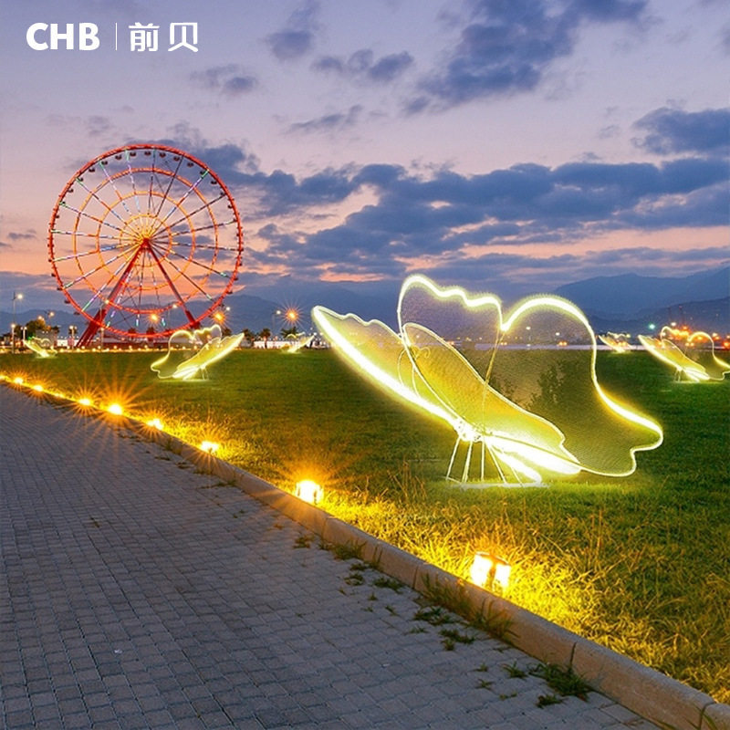 户外创意发光蝴蝶灯景区公园广场防水落地景观庭院led装饰草地灯