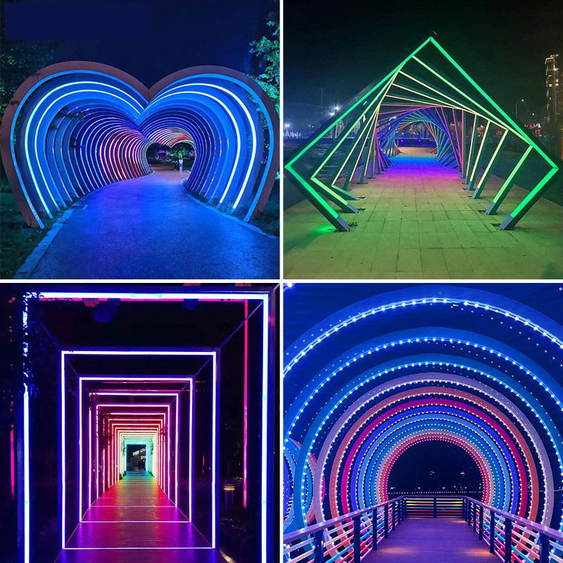 led时光隧道灯景区公园广场走廊户外防水氛围景观几何造型拱门灯