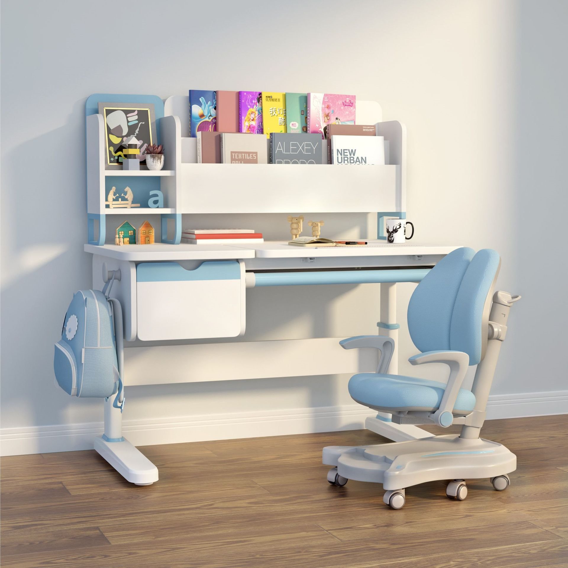 沈氏儿童学习桌 小学生书桌 实木芯家用写字桌椅套装课桌椅升降