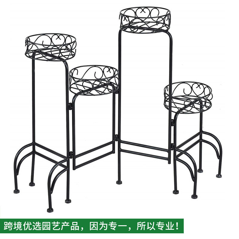欧式五层爱心可折叠铁艺花盆架