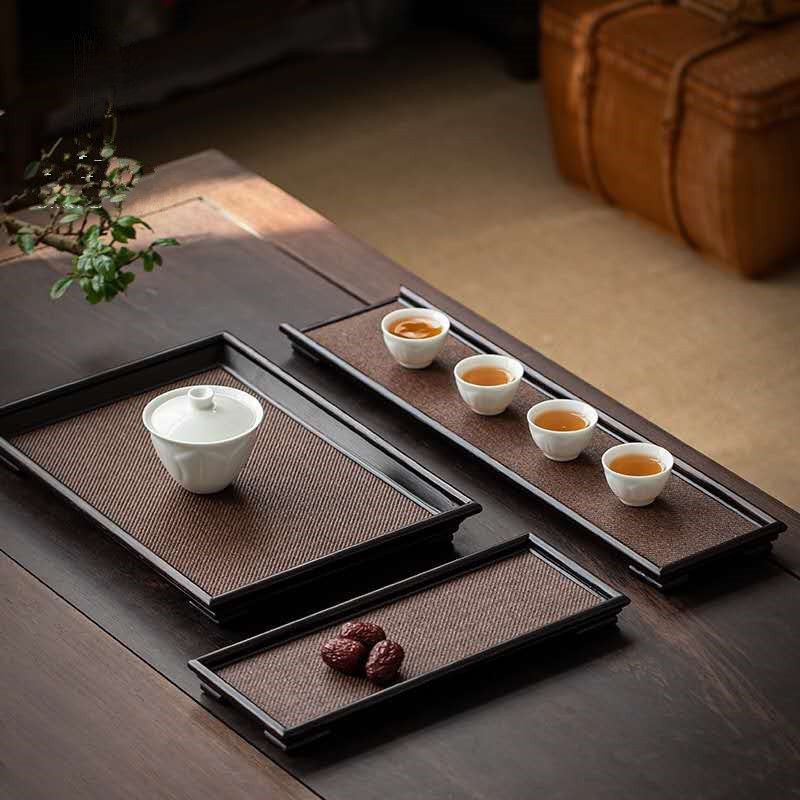 日式竹篾茶托盘宋席茶盘 竹制席面干泡壶承壶垫茶托盘长方形批发