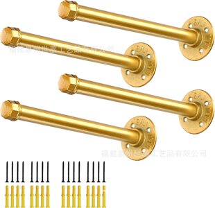 浮动墙上金属金色隔板管架墙面壁挂水管置物架居装 饰铁艺管道支架