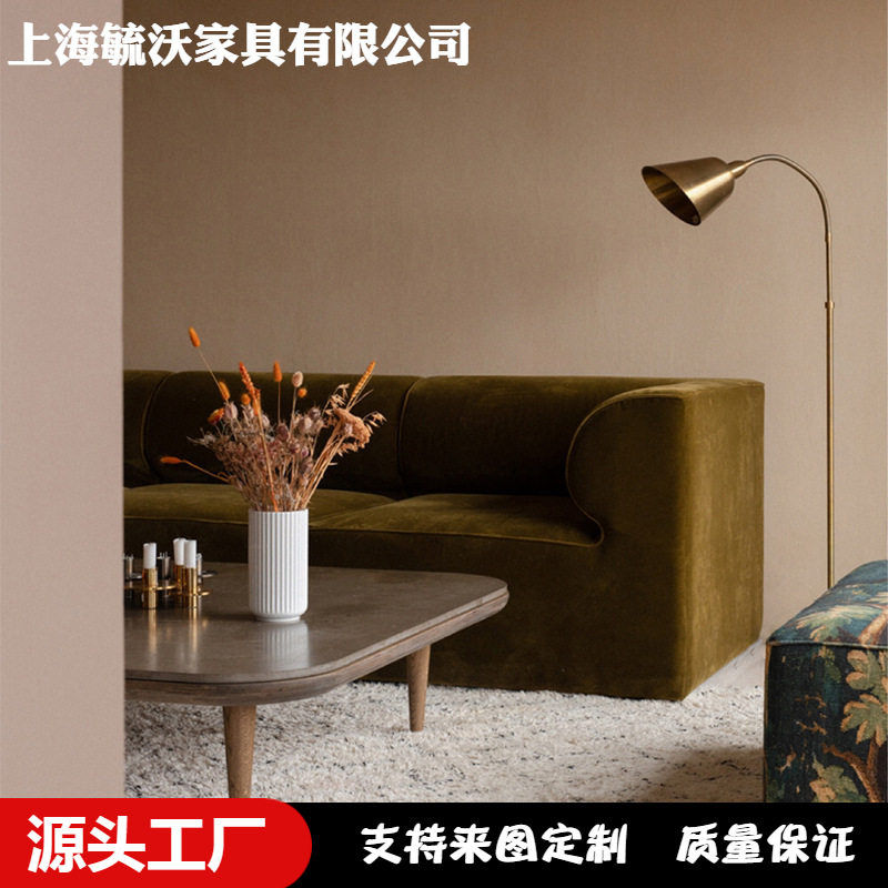 法式宫廷丝绒三人实木可拆洗沙发