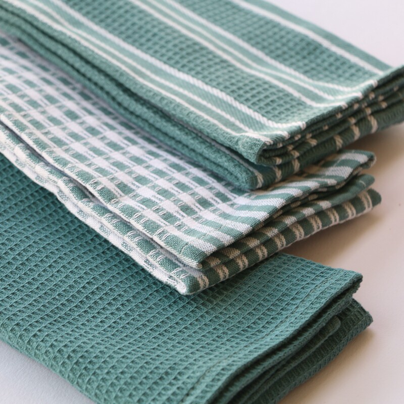 Kitchen towels三条装纯棉茶巾厨房多用毛巾吸水抹布餐桌垫巾