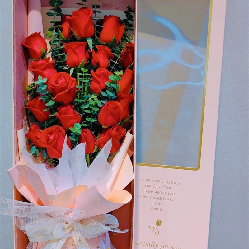 玫瑰花礼盒速递鲜花速递同城红苏州花同城送花上R门生日送女友鲜