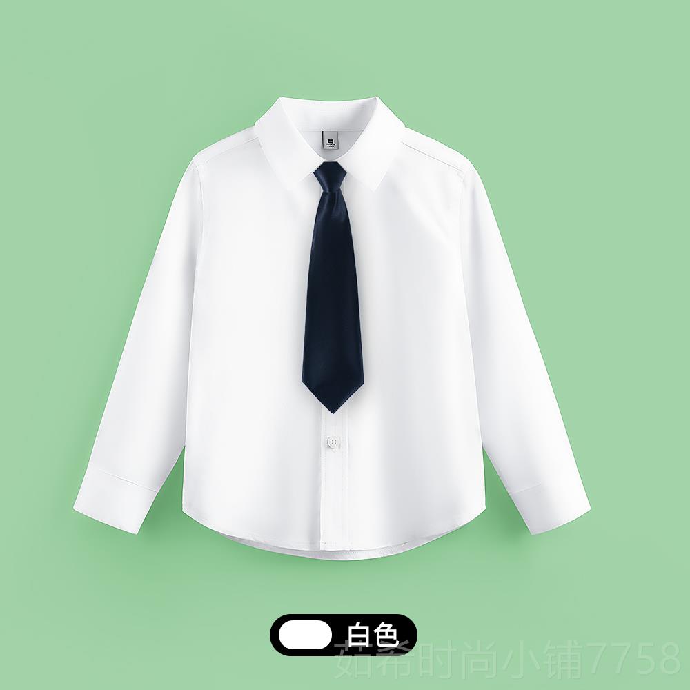 新款儿童抗皱免烫白衬衫男女童中衣小色学生长袖衬童大合唱表演出