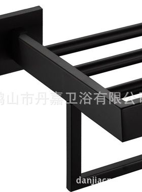 毛巾架双层304不锈钢黑色浴巾架四方形畅销五金挂件跨境特价7001H