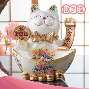 饰玄关钥匙收纳开业收银台发财猫创意存 新品 招财猫摆件礼品家居装