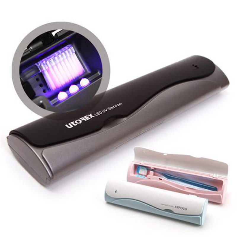 韩国进口牙刷消毒盒 便携式紫外线杀菌器架 出差旅行洗漱牙具套装