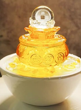 精选小型治愈系桌面流水喷泉摆件办公室招财转运聚宝盆送朋友同事