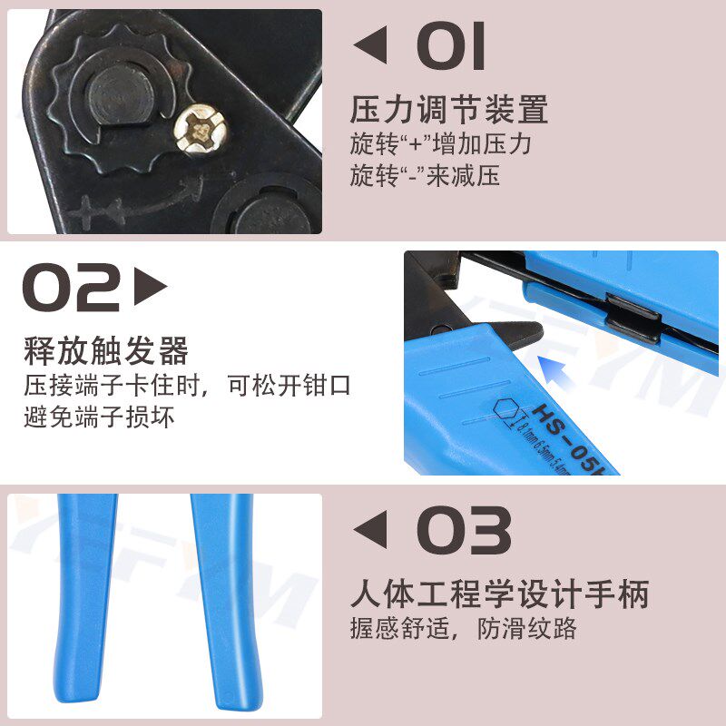 同轴电线电缆六角端子压线钳BNC接口监控视频端子压接钳 光纤工具