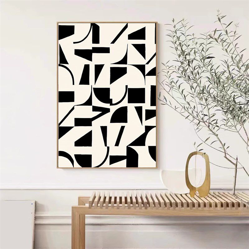 现代简约客厅装饰画高级感抽象沙发背景墙落地壁画侘寂风玄关挂画