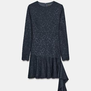 简约风蕾丝叠层装饰迷笛连衣裙女