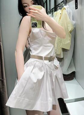 2025年女装春季新品法式气质配腰带修身无袖吊带短连衣裙 2180326