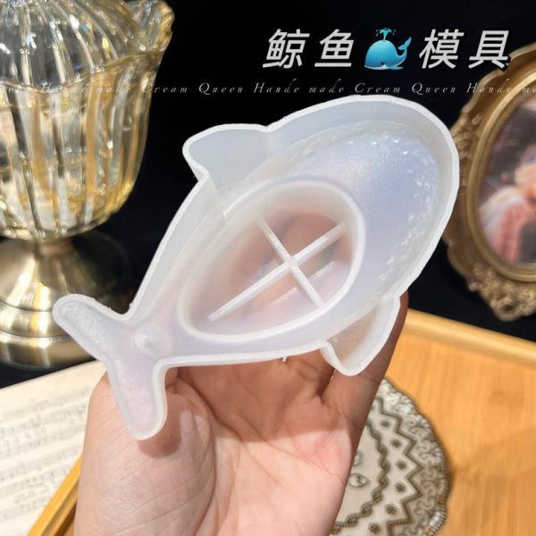 摆台皇立体收纳后烛台水晶滴胶硅胶模具模具摆件奶油鲸鱼DIY手工