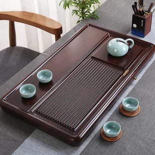 实木茶盘现代简约 花整块家用原木茶台客厅木檀木梨黑功夫茶具套装