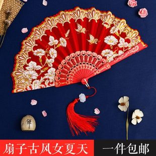 公主儿童 女孩外出中国风舞蹈蝴蝶折叠古代高古风扇子颜值配旗袍