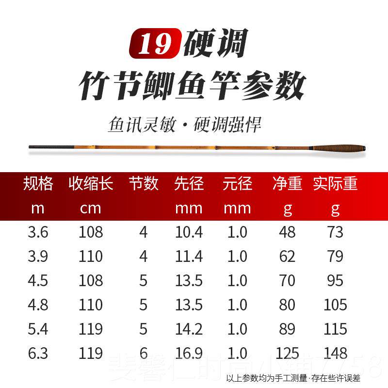 新品胡弓防竹1碳素鲫鱼竿4.5 5.4鱼竿超轻米超硬9仙调鲫竿