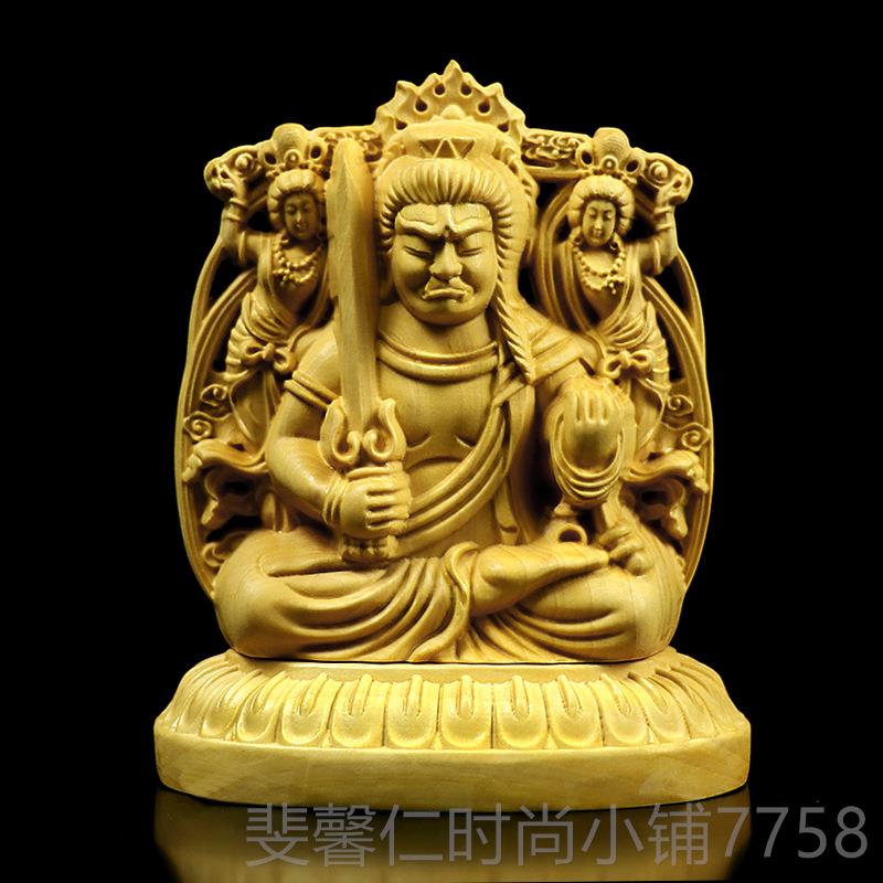 新品家直供纯实佛像木黄杨木雕双面佛观音汽车厂摆件手把生肖件守