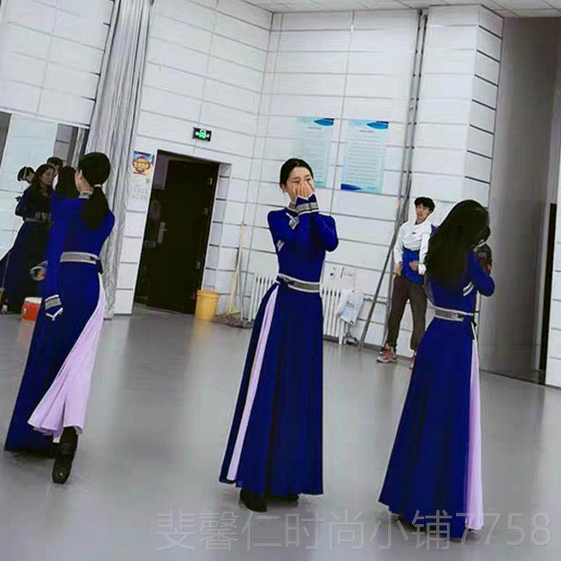 新品定做女裙蒙古民族课间习功顶碗筷子舞蹈表演练出练考级舞艺台图片