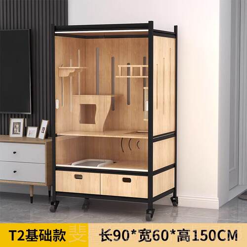 新品萌助猫柜猫别墅猫笼实木家用室定制超视大内自由空间猫咪屋舍