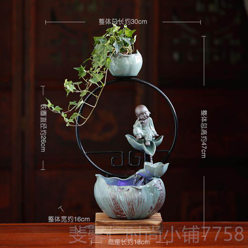 新品水喷泉流摆件风水轮招财客桌厅视柜面陶瓷家居电装饰创意开业