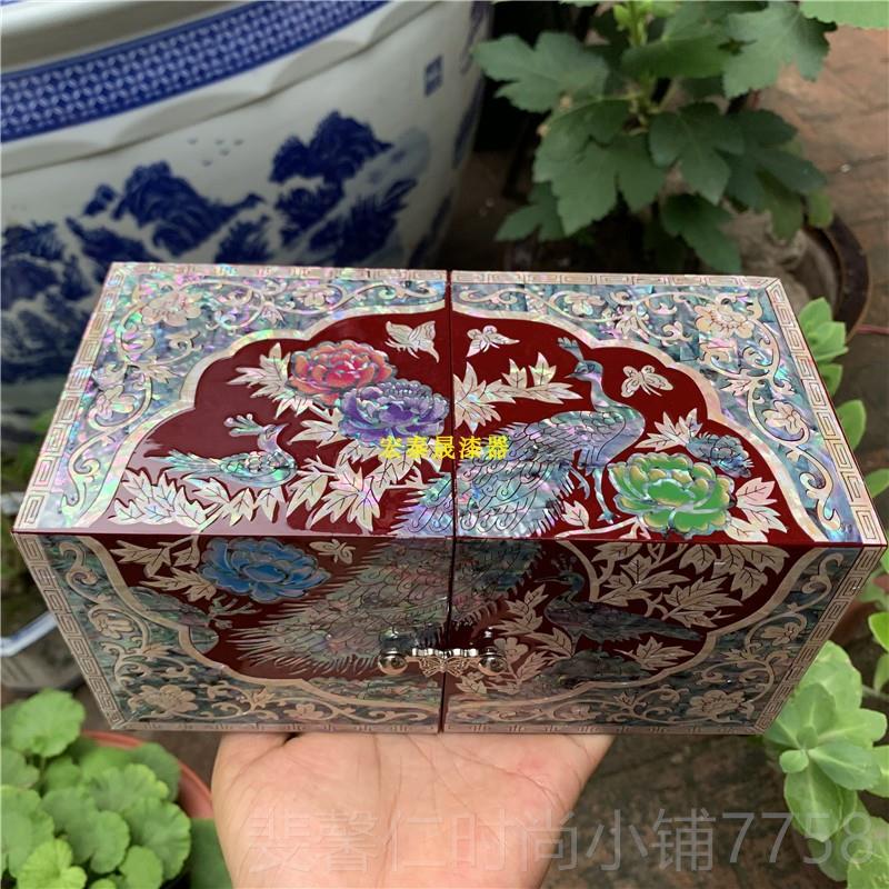 新品鲍鱼首饰盒 螺钿多礼抽屉 工艺贝品盒 对开门抽屉珠宝盒图片