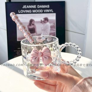 杯大耳朵喝水杯子颜值家用高带把 马克杯把手手早餐牛奶玻璃杯新品