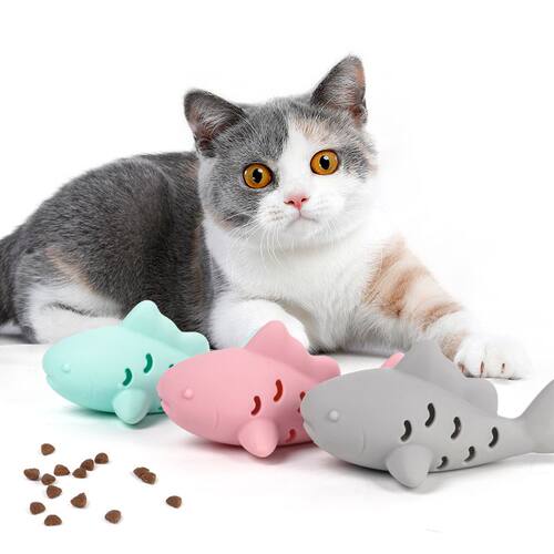硅胶鱼宠物漏食磨牙玩具猫咪藏食玩具自嗨解闷神器