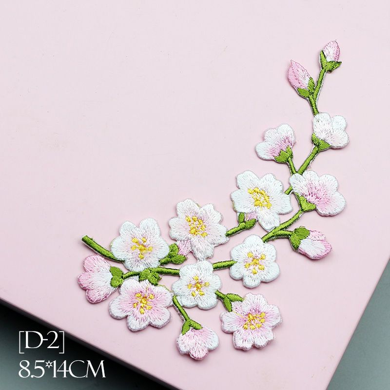 ins日韩风时尚刺绣小花布贴樱花补丁贴衣服图案花背胶可熨烫