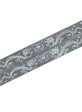 古玩杂件实心白铜镇纸压尺苗银八仙镇尺一对龙凤四大美女摆件